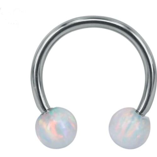 10pcs Free Shippment Body Piercing Jewelry -Opalite nose Eyebrow/Lip/Labret/Horseshoes/Helix Tragus Bar Piercing16G~1.2mm