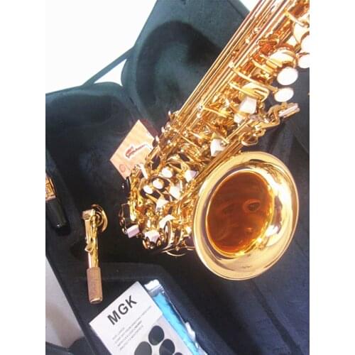 100% 24K Electrophoresis gold-plated E Alto Saxophone With Band Mouth Piece Reed Aglet More Package Free Shipping