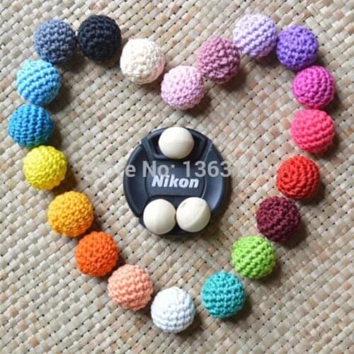 14mm/20mm Handmande wooden crochet beads With Acrylic Beads inside for breastfeeding Mommy nursing necklace 100pcs/lot