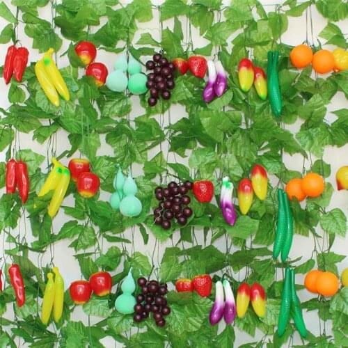 2pcs/lot Simulation Green Vine Flowers Fresh Fruit Vegetable Bouquet Home Decor Wedding Party Decoration Garden Accessories