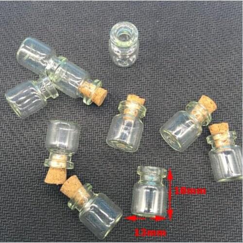20pieces 13*18mm transparent Glass Bottles jars With Cork eye hook Wishing bottle glass vial pandent jewelry findings 0.5ML