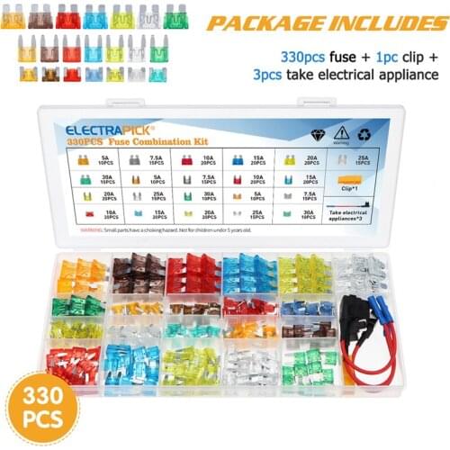 330pcs Mini Blade Fuse Mixed Mini Car Blade Fuse Set 5A 7.5A 10A 15A 20A 25A 30A Standard Fuse For Truck Boat Car Accessories