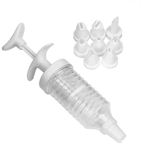 9pcs/set Icing Syringe Mold Cake Decoration Piping Cream Syringe Nozzles Set Tool Plastic Cake Nozzles