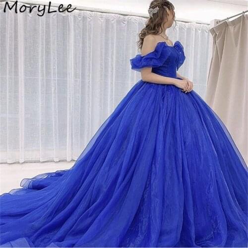 Ball Gown Prom Dresses Scoop Off The Shoulder A-Line Organza Ruched Prom Dresses With Lace Up Back vestidos de fiesta de noche