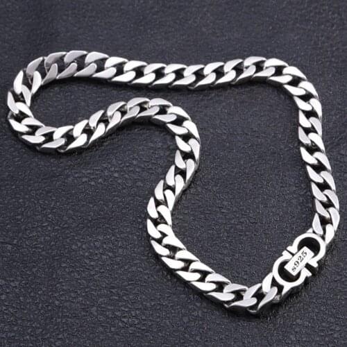 BOCAI real S925 pure silver jewelry Thai silver Man necklace simple and fashionable personalized buckle woman necklace