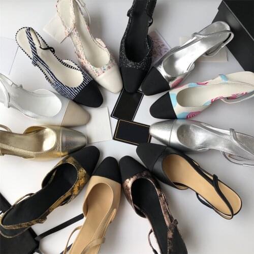 Womens Shoes Genuine Leather Ladies Sandals Luxury Designers Casual Shoes Mixed Colors Heels Shoes Round Toe Shoes For Women