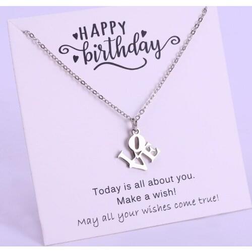 Happy Birthday Cake Love Heart Chain Necklaces Apple Book Women Girls Jewelry Party Friendship Christmas Gift Drop Shipping