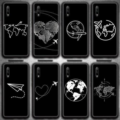 Airplane map line design Phone Case For Huawei Nova 6se 7 7pro 7se honor 7A 8A 7C 9C Play