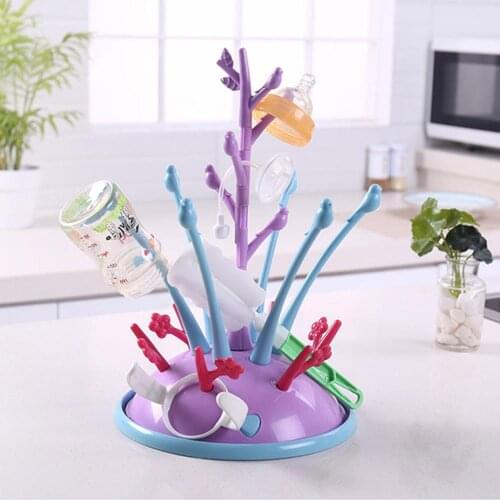 Baby Bottle Drying Rack Pacifier Nipple Drier Cute Tree Shape Cups Holders Infant Feeding Shelf Detachable Easy Clean