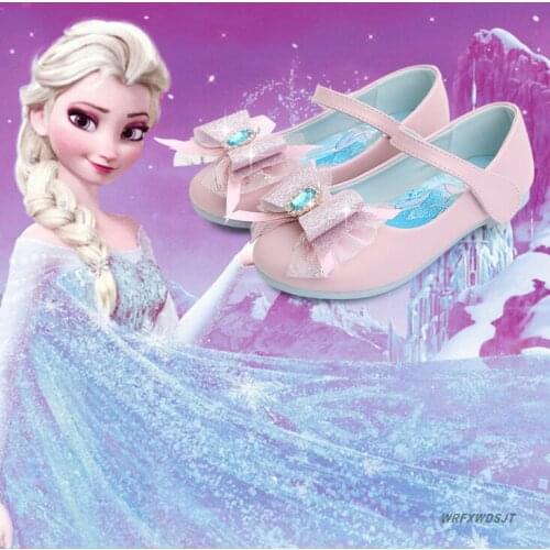 Disney Brand Cinderella Crystal Shoes Children Shoes Princess Shiny Leather Shoes Toddler Girls Wedding Party Dress Shoes