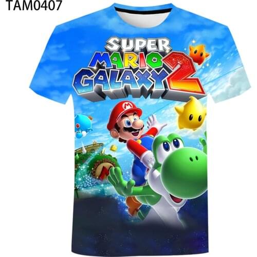 Mario 3D printing youth popular anime mens and womens summer T-shirt cotton childrens top cool and comfortable short sleeves