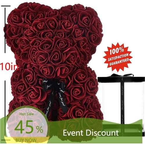 Hot Sale 25cm Soap Foam Bear of Roses Teddi Bear Rose Flower Artificial New Year Gifts for Women Valentines Gift Christmas