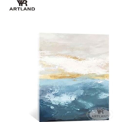 Beautiful scenery on the wall Handmade canvas oil painting blue sea and sky landscape hanging picutre for living room Entrance