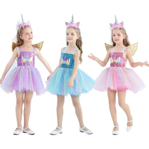 Unicorn Sets Princess Girls Clothes Summer Unicorn Rainbow tutu dress for Baby Girl Birthday Party Clothing 3 4 5 6 7 8 Year
