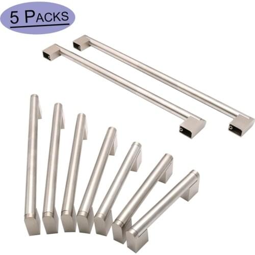 Brushed Nickel Cabinet Door Handles Square Cabinet Knobs Kitchen Drawer Pulls Modern Cupboard Handles 5 PCS Stainless Steel
