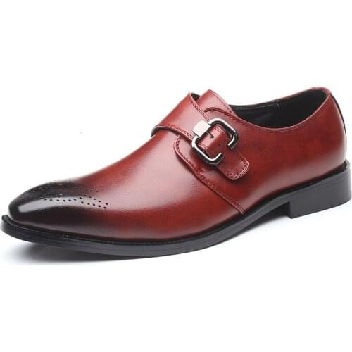 Mens Vintage Buckle Brogues Shoes Men Leather Dress Shoes Wedding Party Shoes Mens Business Office Oxfords Flats Sizes 38-48