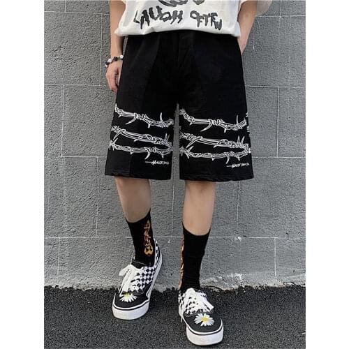 Mens summer shorts print loose all-match casual Oversize pants student straight fashion Trousers for men