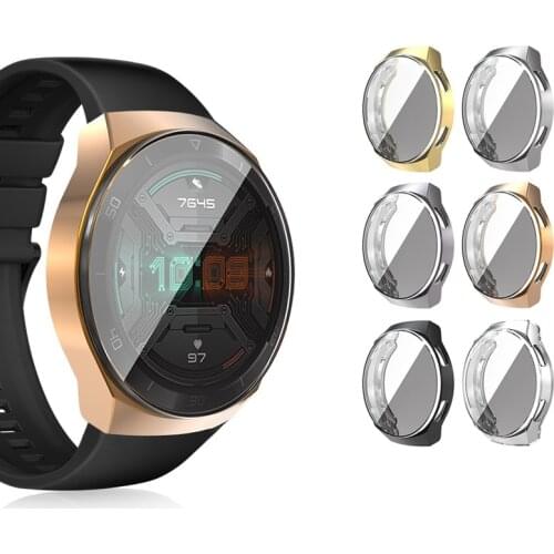 TPU Soft Edge Glass Screen Protector Case Shell Frame For Huawei GT 2e/GT2 E Sport Watch GT2e Protective Bumper Cover Accessory