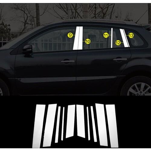 For Renault Koleos 2008-2016 Chrome Window B C Pillar Strip Cover Trim Stainless Steel Car Center Pillars Sticker