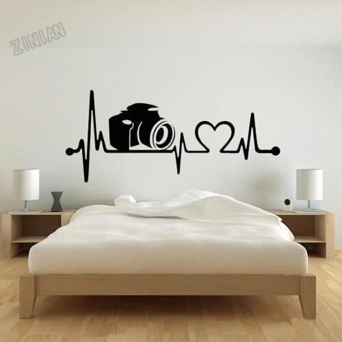 Camera Heartbeat Wall Stickers Creatives Lifeline Wall Paper Decor Living Room Couple Master Bedroom Wall Decals Adornment Y328