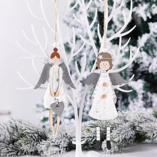 2021 new product plush wooden angel girl shape pendant Christmas decoration Christmas tree accessories children gift pendant