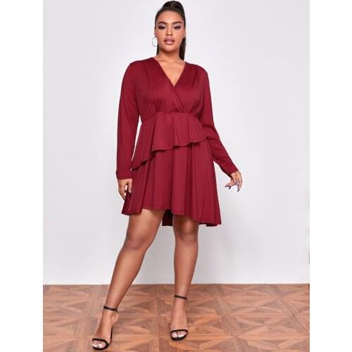 2021 new spring and autumn waist V sexy dress