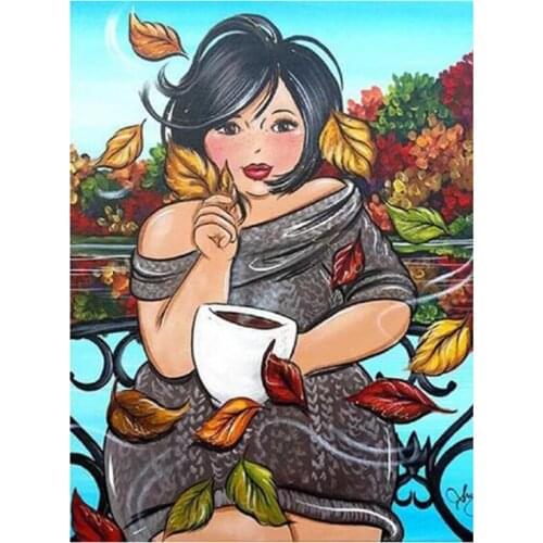 New 5D Crystal Diy Diamond Mosaic Beautiful Lady Drinking Coffee Diamond Painting Embroidery Bedroom Decoration XN561