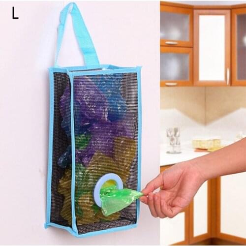 Garbage Bag Storage Organizer Dispenser Hanging Mesh Kitchen Wall Mounted Grocery Bags Holder mesh bag Kitchen supplies