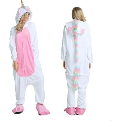Onesie Kigurumi Animal Tigger Star Unicorn onesies Adult Unisex Women Hooded Sleepwear Adult Winter Flannel Jumpsuit