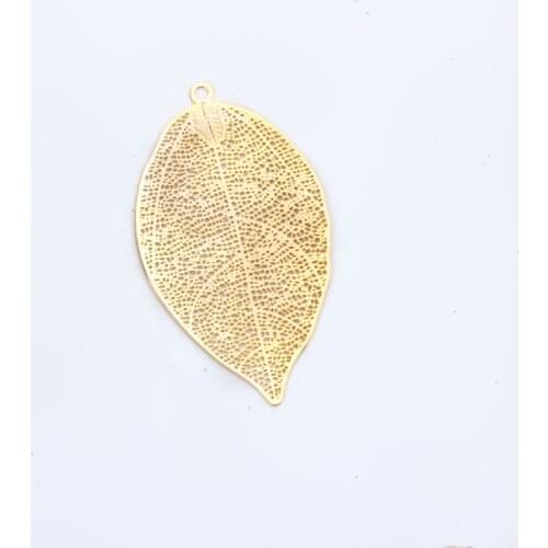 33x60MM Real Gold Plated Copper Big Leaf Charms Necklace Pendants Diy Jewelry Making Accessories Findings