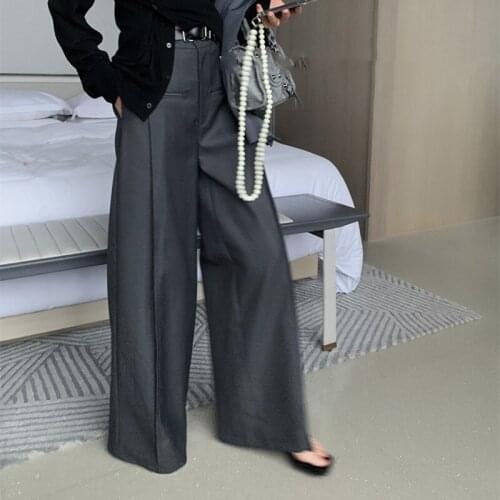 High-waist Straight-leg Casual Pants Womens Early Autumn High-waist Pants Wide-leg Pants Mopping Pants