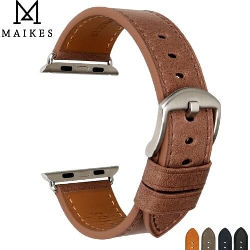 MAIKES Genuine Leather Watchband For Series 4 3 2 1 Apple watch bands 44mm 42mm & Apple Watch Band 40mm 38mm Watch Accessories