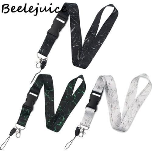 Marble texture Neck Strap Lanyards ID badge card holder keychain Mobile Phone Strap Gift Ribbon webbing necklace