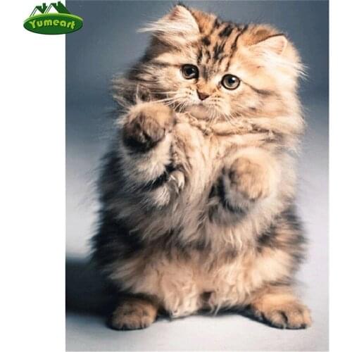 Yumeart 5D Diy Diamond Painting Cross Stitch Kit Diamond Embroidery Fatty Kitten Picture Wall Sticker Mosaic Painting Home Decor