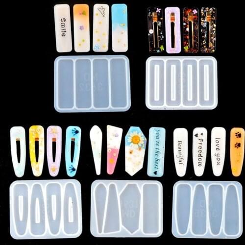 1 Set Handmade Barrettes Silicone Epoxy Resin Molds DIY Hair Pin Acrylic Mold Alligator Hair Clip Molds Jewelry Making Tools