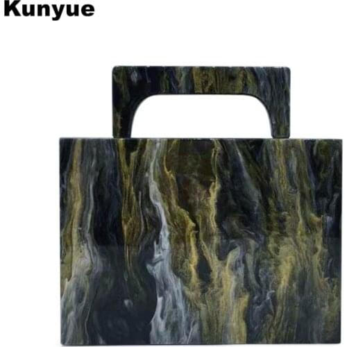 21Stylish New Totes Luxury Women Marble Black Acrylic Party Clutch Purse Elegant Shimmering Glitter Evening Bags Trendy Handbags