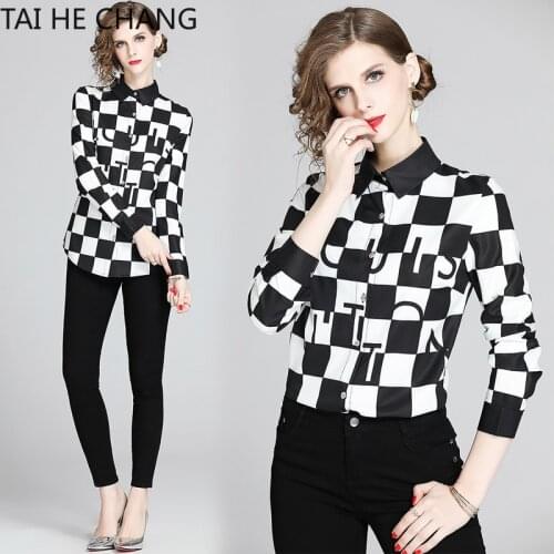 2020 New Tops Summer Fashion Shirt Long Sleeve Women Shirts Print Vintage Work 0509