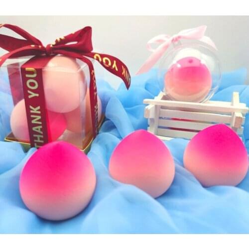 1/3/4pcs Makeup Sponge Foundation Cosmetic Puff Powder Smooth Blender Gradient Peach Shape Beauty Tool,Wet And Dry Dual Use