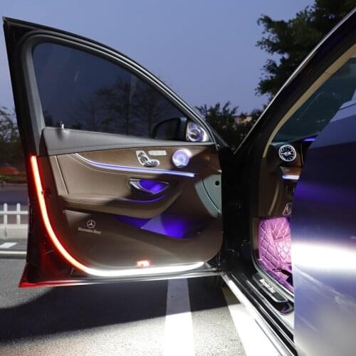 1PCS Car Interior Door Welcome Light LED Safety Warning Strobe Signal Lamp Strip 12M12V Auto Decorative Ambient Lights