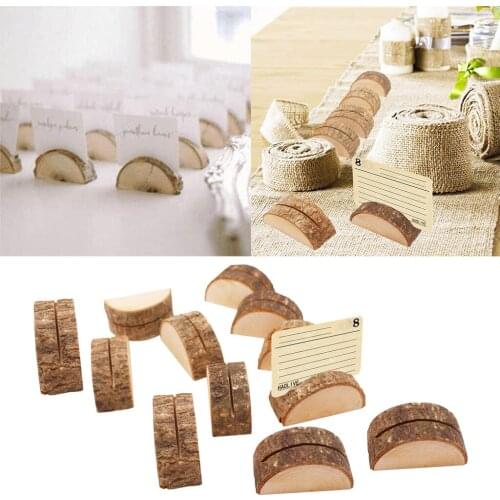 120pcs Rustic Wood Base Holder Table Name Card Holder Note Photo Message Clip