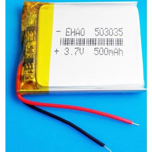 3.7V 500mAh 503035 Lipo battery polymer lithium rechargeable battery for MP3 MP4 GPS DVD bluetooth recorder e-book camera