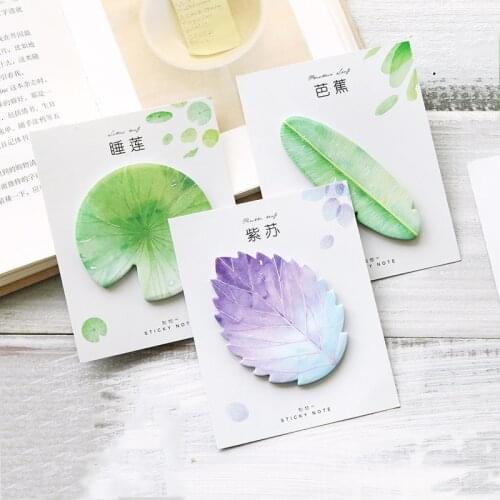 30 Sheets/Pack Cute Leaves Sticky Note Creative Memo Sheets Adhesive Memo Pad Bookmark Planner Schedule Paper Sticker Stationery