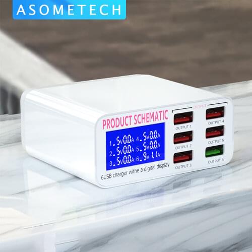 40W 6 Ports USB Charger Quick Charge 3.0 Phone Charger Adapter HUB Portable QC3.0 Fast Charger For iPhone Samsung Xiaomi Huawei