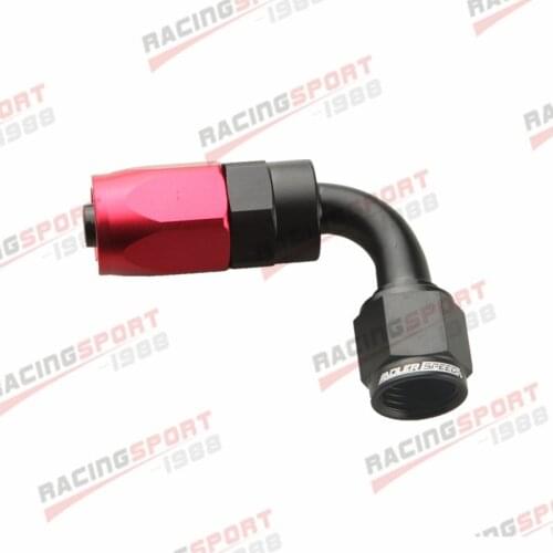 6 AN AN 6 -6AN 90 DEGREE SWIVEL OIL FUEL LINE HOSE END FITTING ADAPTOR BLACK/RED