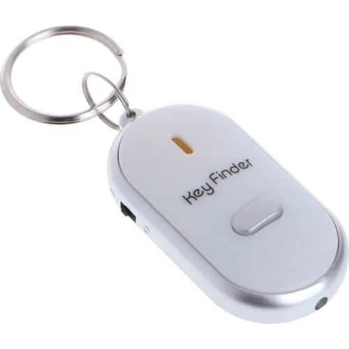 White LED Key Finder Locator Find Lost Keys Chain Keychain Whistle Sound Control