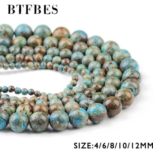 BTFBES Natural Stone Blue Decorative Pattern Carnelian Ball Beads 4/6/8/10/12MM Round Loose bead For Jewelry Bracelet Making DIY