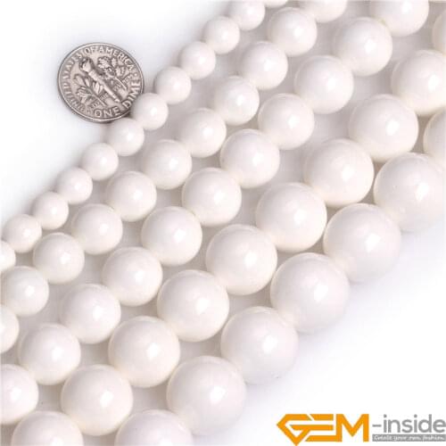 Natural Stone White Shell Round Beads For Jewelry Making Strand 15" DIY Fashion Jewelry Bead For Bracelet Necklace 6mm 8mm 10mm