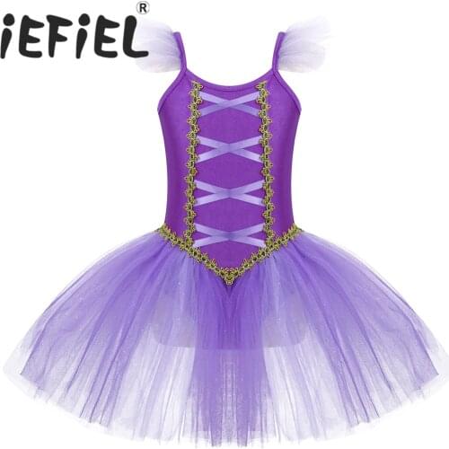 Kids Girls Ballerina Sleeveless Tulle Tutu Skirt Ballet Dress Kids Princess Girls Dance Wear Stage Performance Costumes Dress