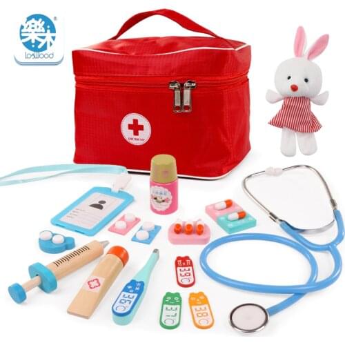 Baby Wooden Pretend Play Doctor Educationa Toys for Children Medical Simulation Medicine Chest Set for Kids Interest Development