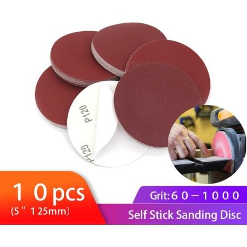 10pcs 5inch PSA Sanding Disc Aluminum Oxide Sanding Paper Adhesive Backed Sandpaper Sander Attachment for Random Orbital Sander
